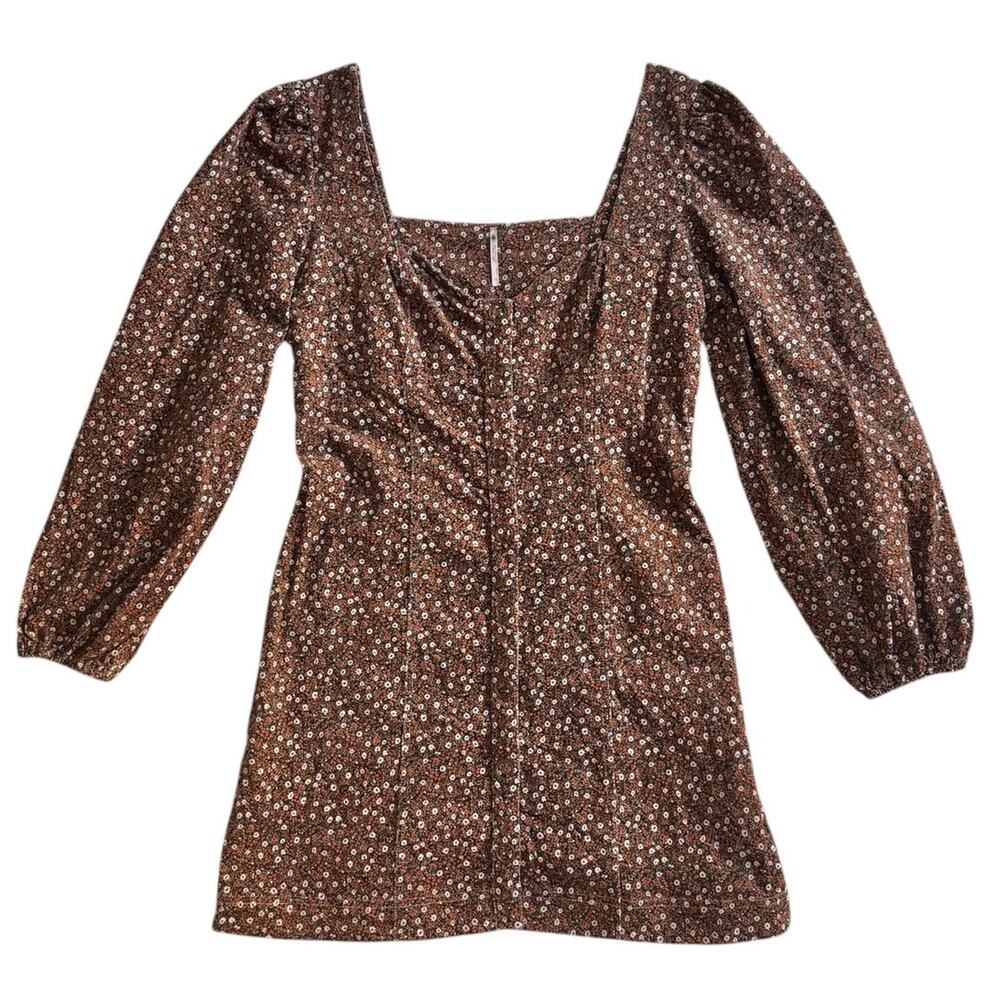 Free People Floral Corduroy Mini Dress Whimsigoth Fairy Grunge Retro Preppy